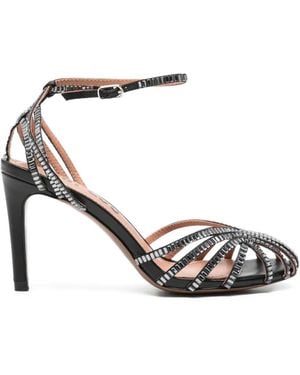 Bibi Lou Serabi Crystal-Embellished Cage-Strap Sandals - White