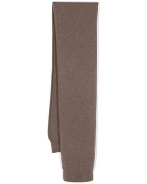 Sunspel Ribbed-Trim Wool Scarf - Brown