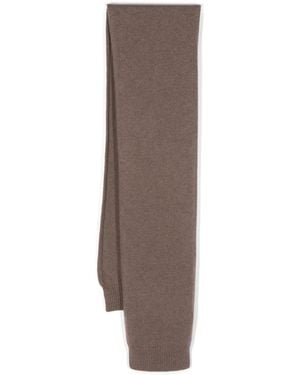 Sunspel Ribbed-Trim Wool Scarf - Brown