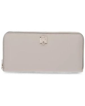 Guess Logo-Plaque Zip-Around Wallet - Gray