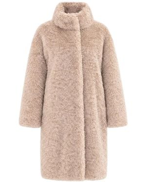 Herno Faux-Fur Funnel-Neck Coat - Natural
