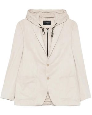 KARL LAGERFELD Panelled Hooded Blazer - White