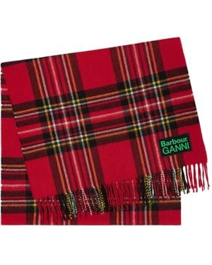 Ganni X Barbour Wool Scarf - Red