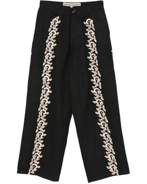 Kartik Research Hose Mit Blumen-Stickerei - Schwarz