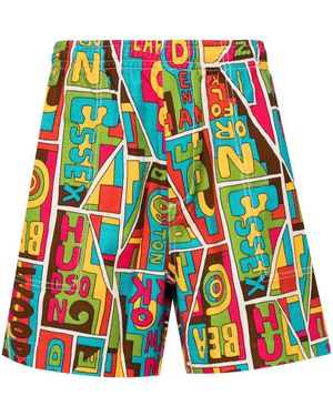 Bode Graphic-Print Bermuda Cotton Shorts - Blue