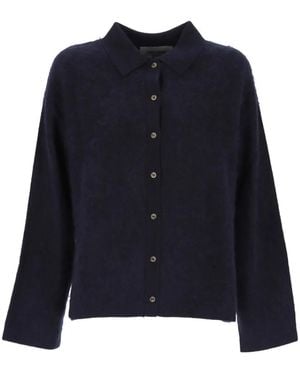 Soft Goat Button-Fastening Shirt - Blue