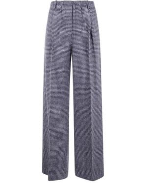 Liviana Conti Arthur Houndstooth-Pattern Pleated Trousers - Blue