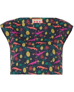 LHD Pineapple Alligator Print Top - Blue