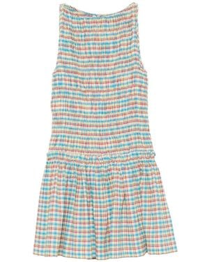 Faithfull the Brand Gala Smocked Chequered Mini Dress - Blue