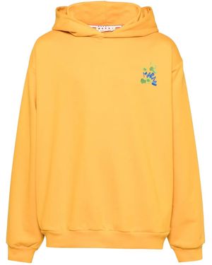 Marni Hoodie With Dripping Print - Yellow