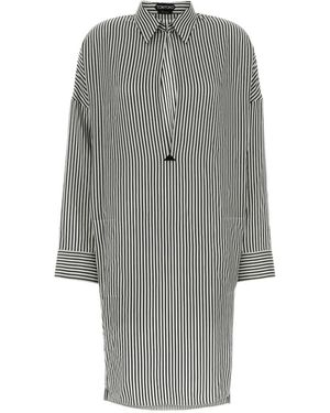 Tom Ford Embroidered Striped Shirt Dress - Grey