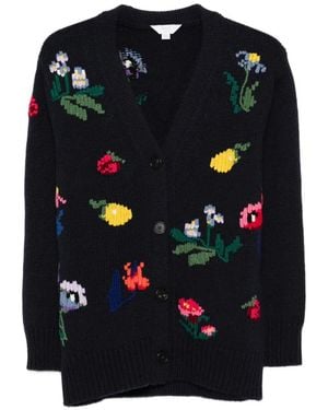 Malo Vest Verfraaid Met Bloemen - Zwart