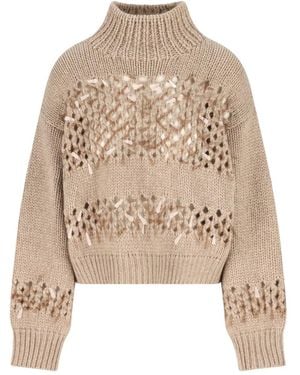 Brunello Cucinelli Openwork Ribbed Sweater - ナチュラル