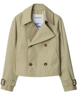 Burberry Cotton Blend Trench Jacket - Green