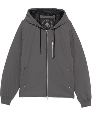 Moose Knuckles Chaqueta Con Parche Del Logo Y Capucha Con Cordones - Gris