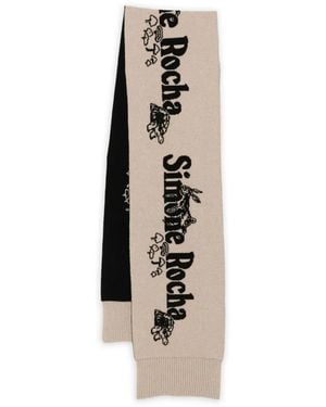Simone Rocha Graphic-Print Knitted Scarf - White