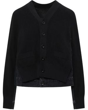 Sacai Denim-Panelled Knit Cardigan - Black