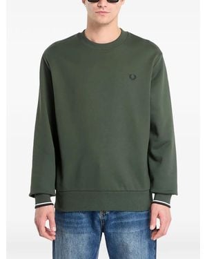 Fred Perry Crew-Neck Logo Sweatshirt - Green