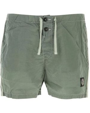 Stone Island Compass-Motif Swim Shorts - Green