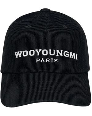 WOOYOUNGMI Logo-Embroidered Corduroy Baseball Cap - Black