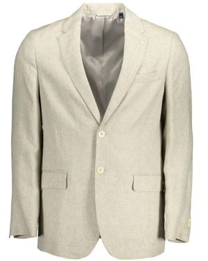 GANT Herringbone-Weave Notched-Lapel Jacket - White