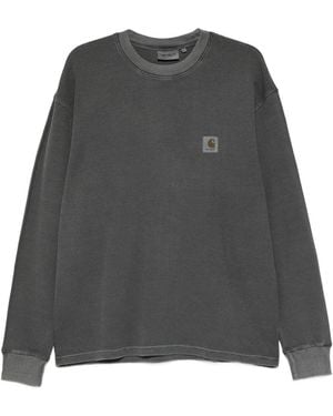 Carhartt Logo-Patch Long-Sleeves T-Shirt - Gray