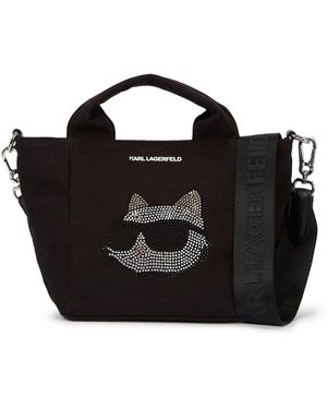 Karl Lagerfeld Ikonik ラインストーン ハンドバッグ - ブラック