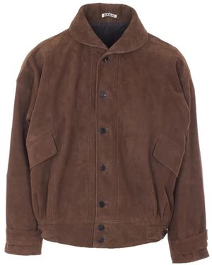 AURALEE Veste En Daim À Boutonnière - Brown