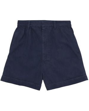 Fortela Bedford Pleated Shorts - Blue