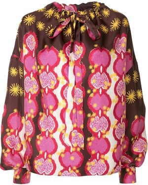 Tod's Patterned Silk Blouse - Red