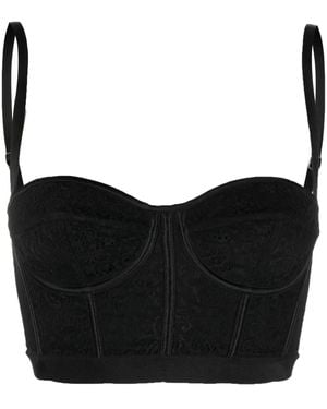 Del Core Lace-Detailing Bustier Crop Top - Black