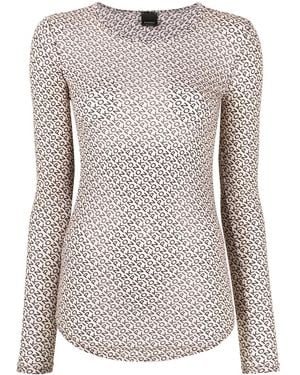 Pinko Logo-Print Semi-Sheer Sweatshirt - Brown