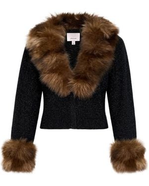 Cinq À Sept Della Faux-Fur Trim Cardigan - Black