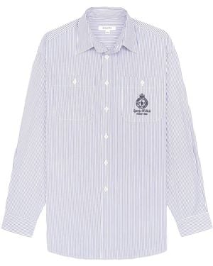 Sporty & Rich Crown Striped Cotton Shirt - White