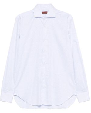 Barba Napoli Check-Pattern Long-Sleeve Shirt - White
