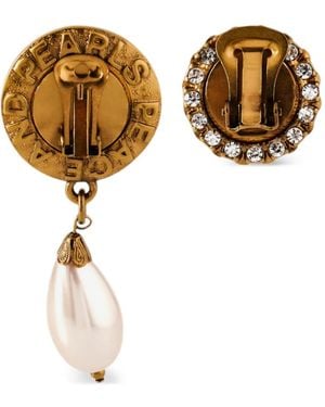 Moschino Asymmetric Pearl Drop Earrings - Metallic
