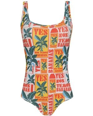 Amir Slama Tropical-Print Swimsuit - Red