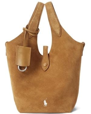 Polo Ralph Lauren Small Polo Play Suede Tote Bag - Brown