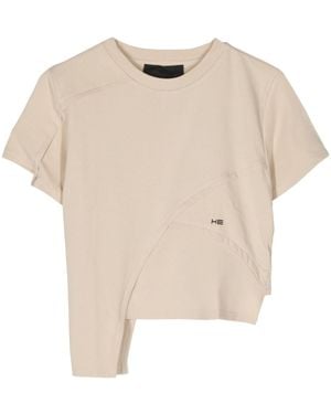 HELIOT EMIL Logo-Print Panelled T-Shirt - Natural