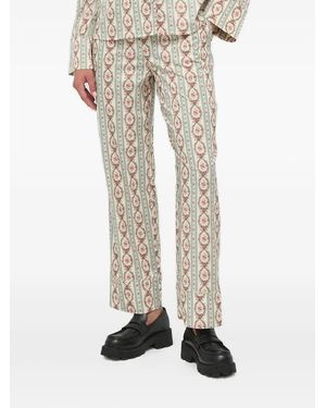 Notes Du Nord Floral-Stripe Trousers - Natural