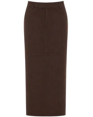 Elle Split-Front Skirt - Brown