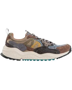 Flower Mountain Solin Paneled Suede Sneakers - White