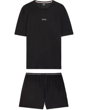 BOSS Logo-Print Pajamas Set - Black