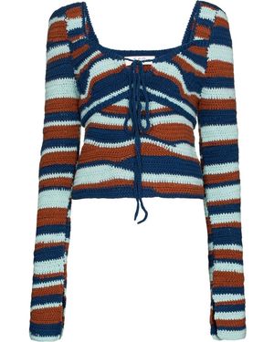 Sea Maglione Wave Con Maniche A Palloncino - Blu
