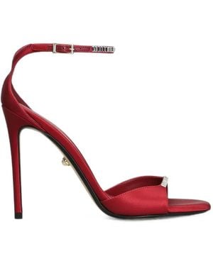 ALEVI Crystal-Embellished Satin Sandals - Red