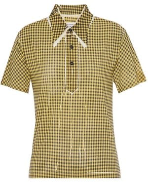 Maison Margiela Gingham Polo Top - Green