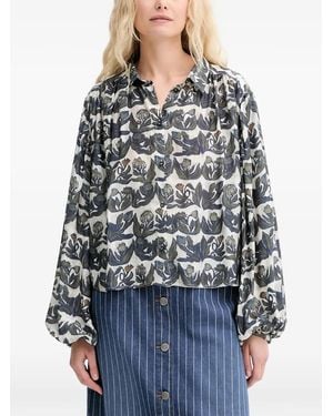 Munthe Lynx Floral Buttoned Shirt - Blue