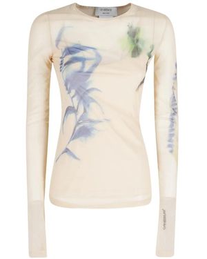 Sportmax Abstract-Print Mesh Dress - White