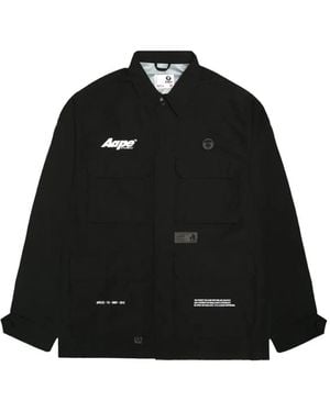 Aape By A Bathing Ape Moonface Patch Cargo Jacket - Black