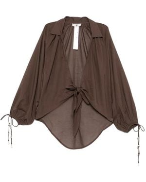 Twinset Tie-Front Wide-Leg Top - Brown